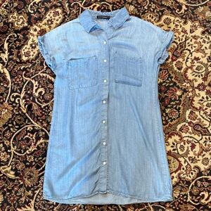 zilcremo denim dress New Zilcremo Women Denim Shirt Dress Wash Light Blue Long Sleeve Distressed S